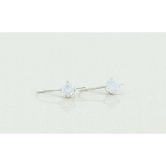 Sterling Silver Bright and Sparkly CZ Earrings Dangle Drop Earrings - Picture 1 of 8